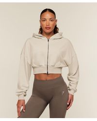 GYMSHARK - Power Washed Cropped Full Zip Hoodie - Lyst