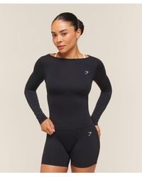 GYMSHARK - Everyday Seamless Wide Neck Long Sleeve Top - Lyst