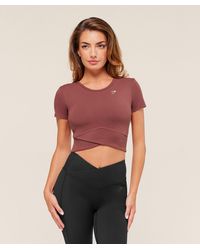 GYMSHARK - Crossover Midi Top With Shelf - Lyst