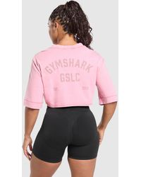 GYMSHARK - Gslc Washed Graphic Crop Top - Lyst