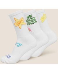 GYMSHARK - Lucky Graphic Crew Socks 3Pk - Lyst