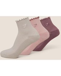 GYMSHARK - Midi Frill Socks 3Pk - Lyst