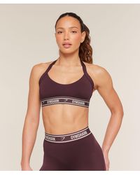 GYMSHARK - Light Support Halter Neck Logo Sports Bra - Lyst