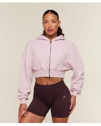 GYMSHARK - Power Washed Cropped Full Zip Hoodie - Lyst