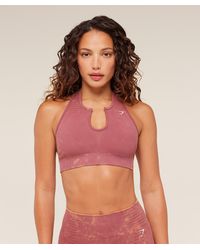GYMSHARK - Steel Seamless Halter Neck Bra - Lyst