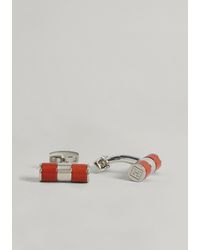 Hackett Boutons de Manchette Cylindriques Avec Pierres Semi-Précieuses - Rouge