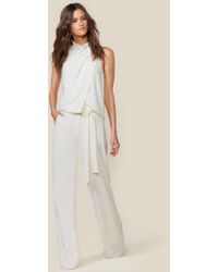 Halston Cowl Drape Jumpsuit - White