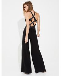 Halston Crepe Satin Combo Jumpsuit - Black