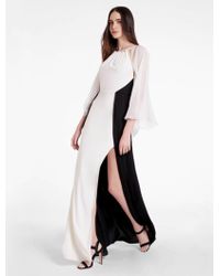 Halston Silk Georgette Capelette - Black