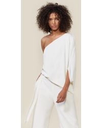 Halston Asymmetric Crepe Jumpsuit - White
