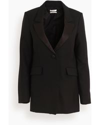 Womens Clothing Jackets Blazers Lea & Viola Synthetic Solid Notch Lapel Blazer in Black sport coats and suit jackets 