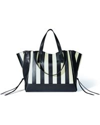 Jérôme Dreyfuss Georges Medium Bag In Raye Noir/blanc Lambskin - Black
