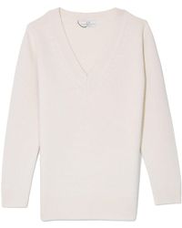 Co. V-neck Boyfriend Jumper - White