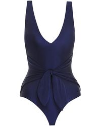 Zimmermann Bells Tie Swimsuit In Midnight - Blue