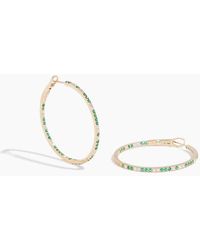 Vintage La Rose Diamond And Emerald Pave Hoops - White