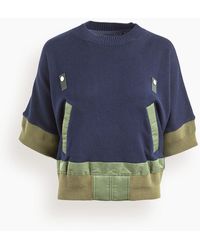 Sacai Denim Knit Pullover in Blue - Lyst