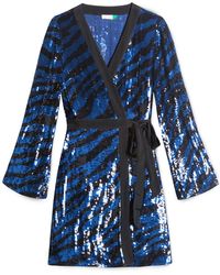 RIXO London Maria Dress In Tiger Sequin - Blue