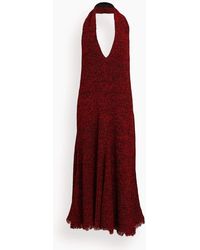 Proenza Schouler Crochet V-neck Halter Dress - Red