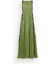 Erdem Isla Sleeveless Gown With Tie Details - Green