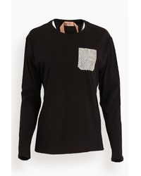 N°21 Long Sleeve T-shirt With Sequin Pocket - Black