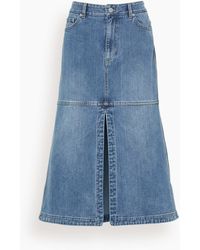 Tibi Classic Wash Denim Skirt - Blue
