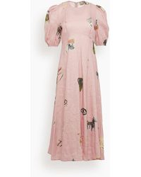 ALÃMAIS Cleo Smock Mini Dress in Pink | Lyst