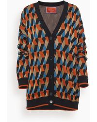 Womens Clothing Jumpers and knitwear Cardigans La DoubleJ Wings Frayed Wool And Cotton-blend Jacquard Cardigan in Blue 