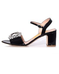 Rupert Sanderson Opal Patent Crystal Heel In Black