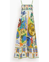 ALÃMAIS Linen Soleil Dress in Ivory (White) | Lyst