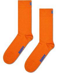 Happy Socks - Orange Solid Crew Sock - Lyst