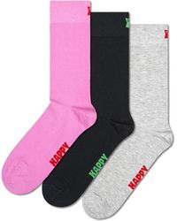 Happy Socks - Grau 3er-Pack Solid Crew Socken - Lyst