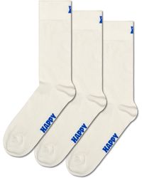 Happy Socks - Weiß 3er-Pack Solid Crew Socken - Lyst