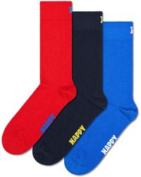 Happy Socks - Blaues 3er-Pack Solid Crew Socken - Lyst