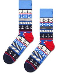 Happy Socks - Blaue Marine Mix Crew Socken - Lyst