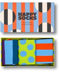 Happy Socks - Blau 3er-Pack Multicolor Crew Socken Geschenkset - Lyst