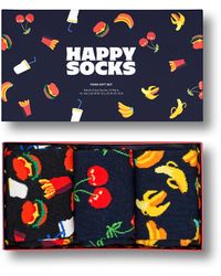 Happy Socks - Marineblaues 3er-Pack Food Crew Socken Geschenkset - Lyst