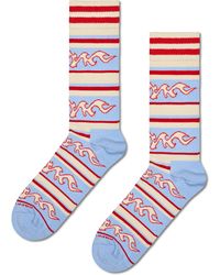 Happy Socks - Beige Flaming Stripe Crew Socken - Lyst