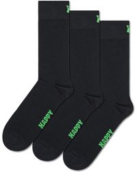Happy Socks - Schwarz 3er-Pack Solid Crew Socken - Lyst
