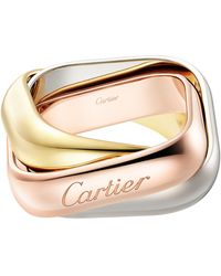 Cartier - Large Yellow, White And Rose Gold Trinity Ring - Lyst