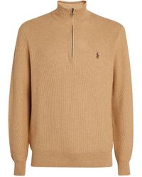 ralph lauren half zip waffle knit jumper