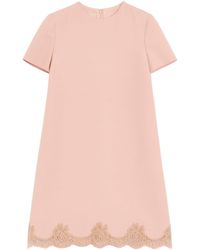 Valentino - Wool-Silk Lace-Trim Mini Dress - Lyst