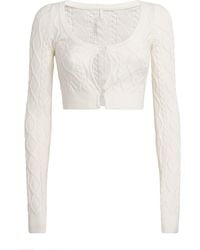 Skims - Cable Knit Snow Bunny Cropped Cardigan - Lyst