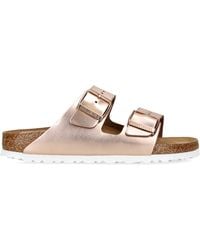 Birkenstock - Leather Metallic Arizona Sandals - Lyst