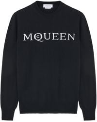 McQueen - Merino Wool Logo Sweater - Lyst