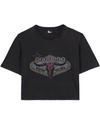 The Kooples - Cotton Printed Cropped T-shirt - Lyst