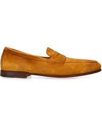 Santoni - Suede Carlo Penny Loafers - Lyst