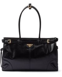 Prada - Large Leather Bonnie Top-Handle Bag - Lyst