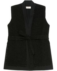 Marina Rinaldi - Sparkling Tie-Belt Gilet - Lyst