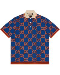 Gucci - Monogram-print Stretch-woven Blend Polo Shirt - Lyst