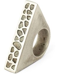 Parts Of 4 - Acid-treated Sterling Silver And Diamond Crescent Bridge Ring - Lyst